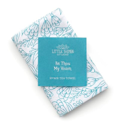 Little Things Studio Tea Towel - Be Thou My Vision, Soft Teal Blue, 20 x 24 - color: Be Thou My Vision – Soft Teal Blue