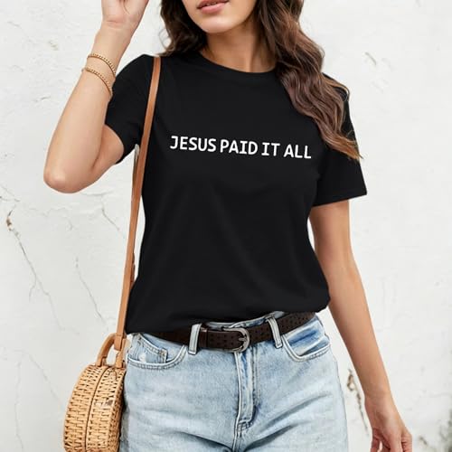 Christian Faith God Shirts for Women Jesus Bible Verse Shirt Religious Tshirts Vintage Graphic Tees Church - color: Black, size: Large