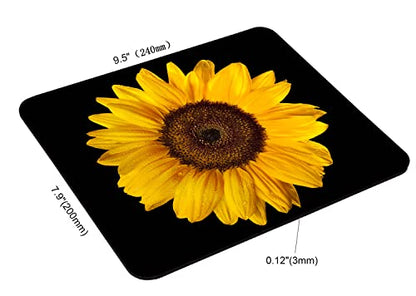 Sunflower Mouse Pad, Blossom Black and Yellow Customized Premium-Textured Mouse Mat,Washable Mousepads Non-Slip Rubber Base Small Mousepad, 9.5×7.9×0.12 inches - color: TSP226