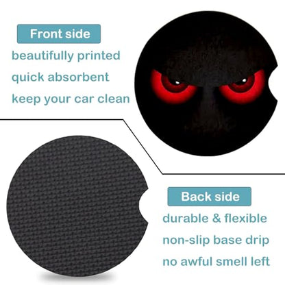 2 Pack Red Eye Car Cup Holder Coasters Universal Neoprene Coasters - color: Angry Eye