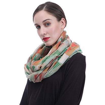 Lina & Lily Holiday Christmas Pattern Print Women's Infinity Scarf Lightweight - color: Multi, Xmas Tree
