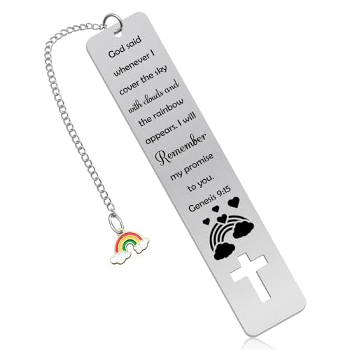 Bible Verse Bookmark Baptism Gifts for Girls Boys Christian Bookmark for Teens Women First Communion Gifts for Girls Christian Accessories Religious Book Marks for Reading Women Book Lovers Readers - color: Rainbow Bible Verse Metal Bookmark 01