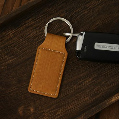LaserGram Rectangle Keychain, Bible Verse John 3-16, Personalized Engraving Included - color: Bamboo