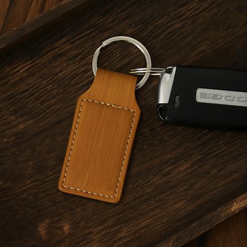LaserGram Rectangle Keychain, Christian Cross, Personalized Engraving Included - color: Bamboo