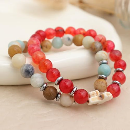 Cross Birthstone Gemstone Beaded Stretch Protection Bracelet for Man Woman, Handmade Healing Stone Chakra Beads Elastic Bracelets Accessories Fashion Jewelry Gift. - color: Natural Stone