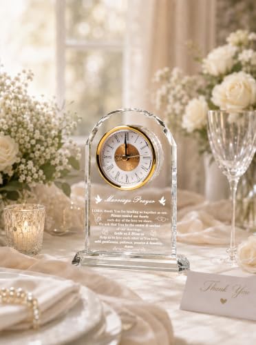 Wedding Gifts for Couples 2026, Unique Marriage Prayer Glass Desk Clock - color: Marriage Prayer