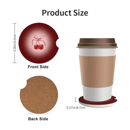 Car Coasters for Cup Holder 2 Pack - Cherry Bow Tie - color: Cherry Bow Tie