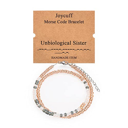 Inspirational Morse Code Bracelets for Women Funny Jewelry Birthday Gifts - color: Unbiological sister