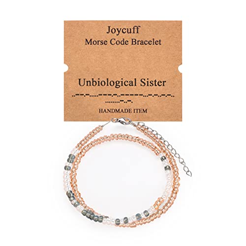Inspirational Morse Code Bracelets for Women Funny Jewelry Birthday Gifts - color: Unbiological sister
