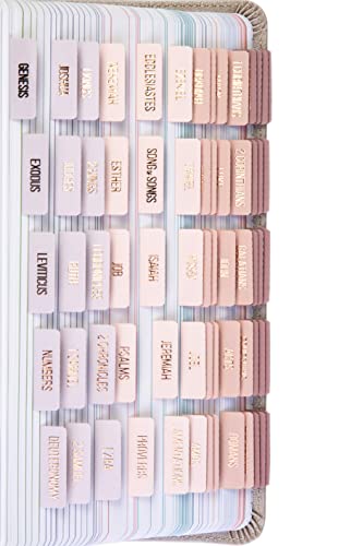 DiverseBee Laminated Bible Tabs (Rose Gold Embossed Lettering), Bible Journaling Supplies, Bible Book Tabs, Christian Gift, 73 Bible Tabs for Women and Men, Includes 4 Blank Tabs (Pearl) - color: Pearl