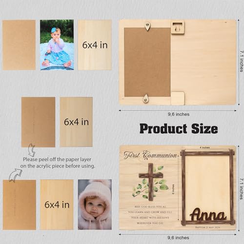 Personalized Baptism Gifts For Boys And Girls, Customized Picture Frames For Baby, Customizable First Confirmation Gifts, Personalizable Christening Wooden Picture Frames 4x6 Photo