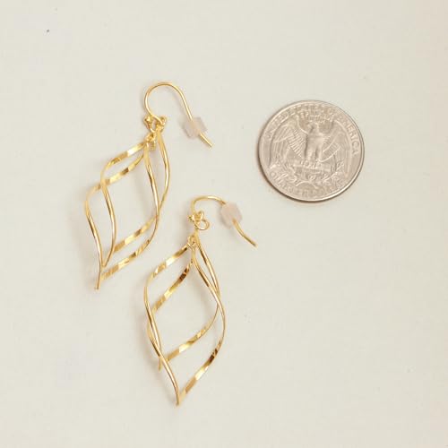 Charmsy 925 Sterling Silver Double Twisted Infinity Dangle Earrings for Women | Linear Marquise Large Loops Classic Infinity Drop Dangle Earrings - color: Twisted Gold-Plated