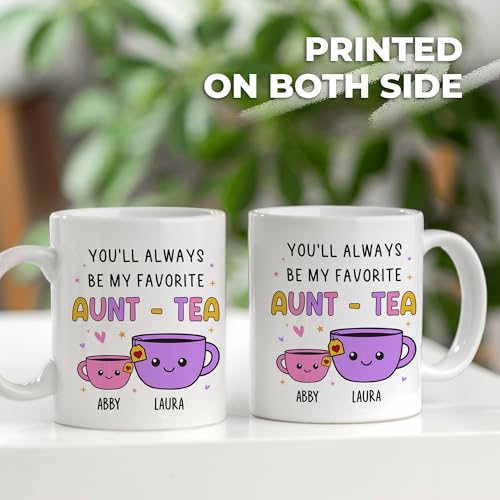 Custom Gifts For Aunt, Auntie - My Favorite Aunt-tea Gift, Funny Best Aunty Mug with Custom Name - Perfect Birthday, Christmas Gifts For Auntie From Niece, Nephew - color: Auntea Customizable