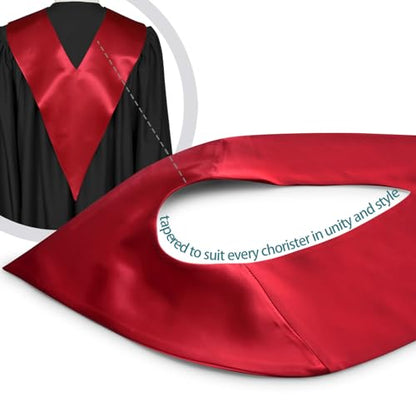 Premium Choir V Stole - Solid Color - Satin - Unisex - color: Red