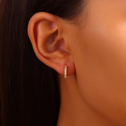 18K Gold Plated Hoop Earrings for Women, NICKEL-FREE & HYPOALLERGENIC, Timeless Jewelry Gift - color: Gold-6pcsC