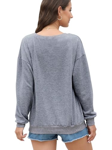 Women’s Christian Sweatshirts,Faith Hope Love Daisy Print Crewneck Long Sleeve Casual Loose Fit Sweatshirt - color: Dark Grey, size: Medium