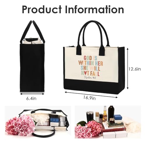Inspirational Canvas Tote Bag - Christian Gift Bible Verse Handbag - style: Christian