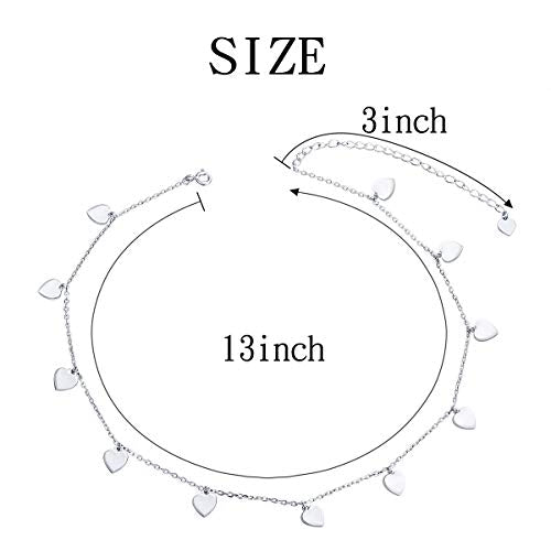 DAOCHONG Women S925 Sterling Silver Disc Statement Choker Necklace - style: Love Heart