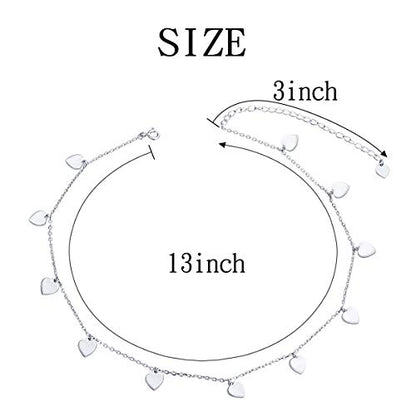 DAOCHONG Women S925 Sterling Silver Disc Statement Choker Necklace - style: Love Heart