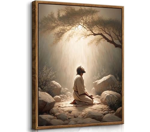 Framed Jesus Prayers Canvas Wall Art, God Divine Mercy Painting, 12x16in - color: Framed Jesus Prayers, size: 12x16in