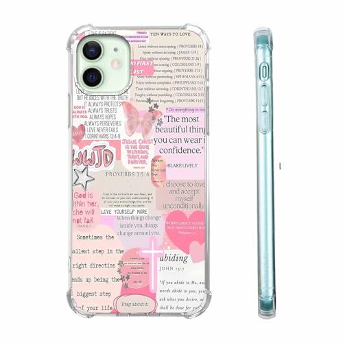 Christian Quotes Aesthetic Vintage Jesus Bible Verse Collage Pattern,Soft TPU Bumper Case for iPhone 12/12 Pro,#6 - color: Bible 6, size: iPhone 12/12 Pro