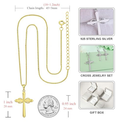STARCHENIE Infinity Cross Necklace for Women Sterling Silver Polished Cross Pendant Crucifix Jewelry - color: Gold
