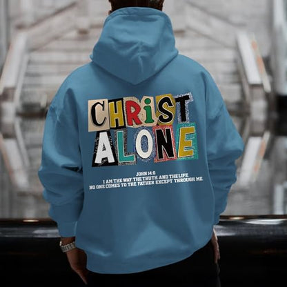 Christian Hoodies For Men Jesus Religious God Hoodie Faith Bible Verse Sweatshirt inspirational Cotton Pullover Tops - color: Deep Blue1, size: Large
