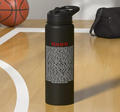 Psalms 91 Full KJV Bible Verse Protection & Safety Blessing Stainless Steel Insulated Water Bottle