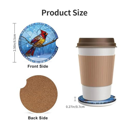 Redbird 2 Pack Car Cup Holder Coasters Ceramic Drink Coasters - color: Green