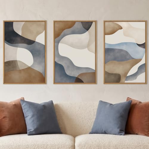 Aryroi Abstract Watercolor Block Framed Canvas Wall Art Set- 16"x24"x3 - color: Earth Tone Abstract Wall Art, size: 16"L x 24"W