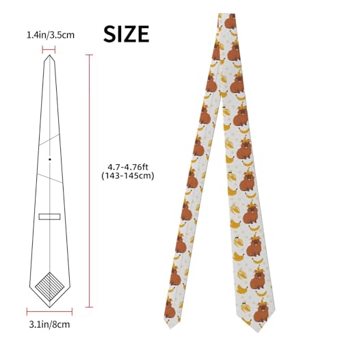 Men's Neckties, Novelty Printed Skinny Tie for Work Casual Party - color: Capybara Banana