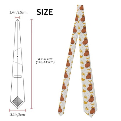 Men's Neckties, Novelty Printed Skinny Tie for Work Casual Party - color: Capybara Banana
