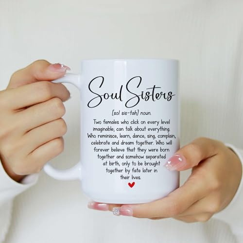 Personalized Besties Forever Mug - Custom Besties Names Crossword Puzzle Mug - Peronalized Sisters Names - Birthday Gift For Best Friend - Long Distance Besties Cup (SOUL-SISTER-M1) - color: SOUL-SISTER-M1