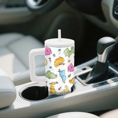 Axolotl Gifts for Girls 24oz Salamander Tumbler with Handle & Straw - color: Axolotl1