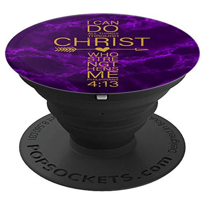 Philippians 4:13 Cross Christian Gifts Women Heart Purple PopSockets Adhesive PopGrip - style: Adhesive PopGrip