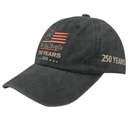 250th Anniversary 250 Years Freedoms Baseball Hat Running Embroidered Cap for - color: Allblack14
