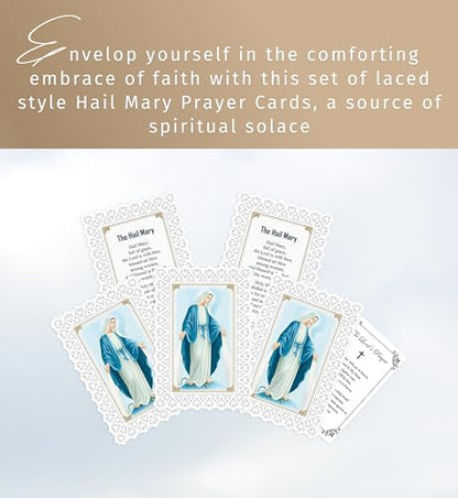 Trendzeen Hail Mary Prayer Card - Lace Style Hail Mary Laminated Holy Card, The Lord's Prayer Card - Hail Mary Prayer Cards Catholic Set of 6 Devotional Cards