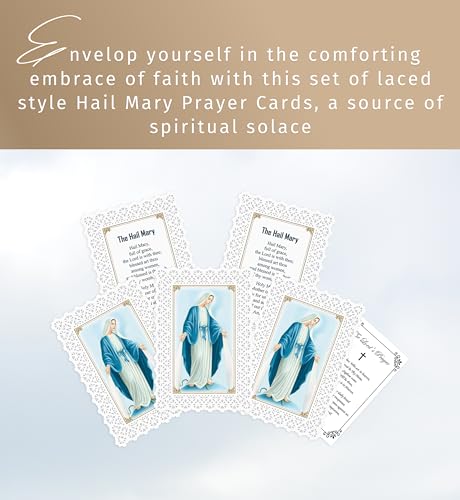 Trendzeen Hail Mary Prayer Card - Lace Style Hail Mary Laminated Holy Card, The Lord's Prayer Card - Hail Mary Prayer Cards Catholic Set of 6 Devotional Cards