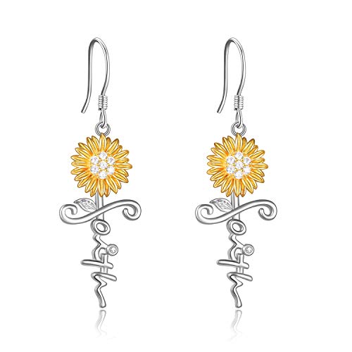 POPLYKE Faith Cross Flower Stud Earrings for Women Sterling Silver Dangle Earring Jewelry Gifts for Women Mom Wife - style: 1-faith