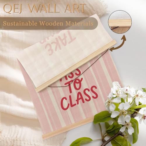 QEJ Funny Pink Striped Wall Art Hanger Frame Poster for Girls Bedroom College Dorm 12x16 Inch - color: Class