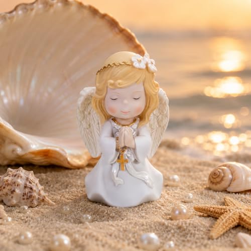 Comfy Hour 5 Inch First Communion Praying Angel Figurine, Rosary Decor