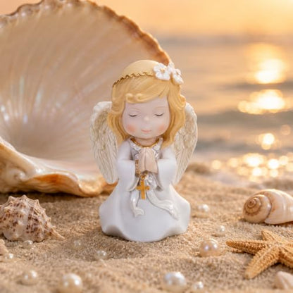 Comfy Hour 5 Inch First Communion Praying Angel Figurine, Rosary Decor