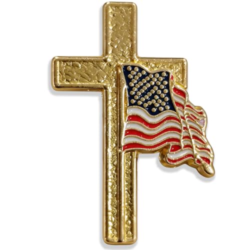 1/3/12/25/50 Pack American Flag Cross Pins, Patriotic Pin for Men & Women