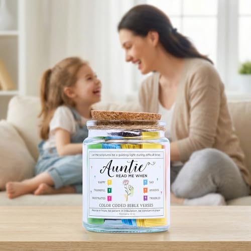 Bible Verse Jar for Aunt – 92 Color-Coded Scriptures - color: Bible For Auntie