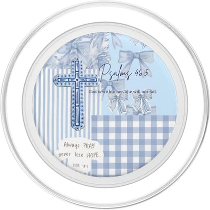 Blue Bow Floral Christian Collage Bible Verse Pattern Cross PopSockets PopGrip for MagSafe - style: Magnetic PopGrip