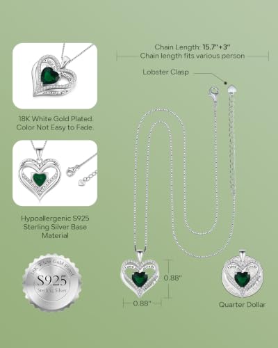 925 Silver Heart Love Necklace Women, Wife Anniversary Jewelry Gift for Her - color: Silver