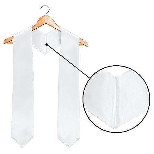 Plain Graduation Stole Sash 60 Inch Unisex Adults Solid - color: White Stole