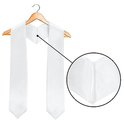 Plain Graduation Stole Sash 60 Inch Unisex Adults Solid - color: White Stole