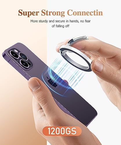 GVIEWIN Magnetic Phone Ring Holder, Compatible with MagSafe Phone Grip - color: A-Glitter/Silver