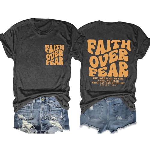 Womens Christian Shirts Funny Bible Verse Graphic T-Shirts Religious Faith Inspirational Short Sleeve Tee Tops - color: Agrey1, size: X-Large